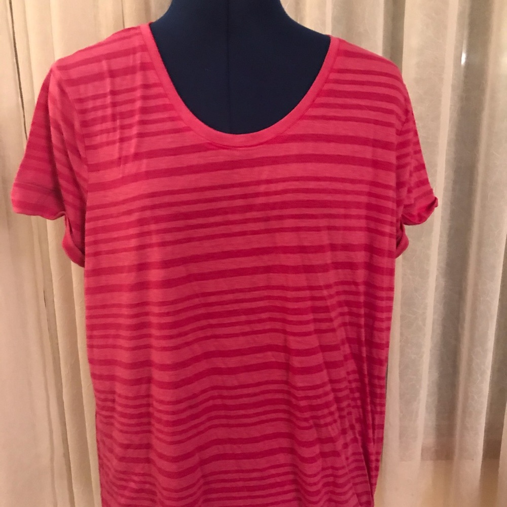 Pink striped workout top